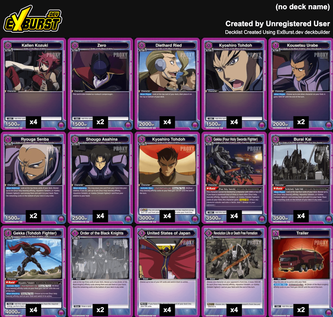 UNION ARENA: Four Holy Swords Budget Deck List and Guide — Joseph